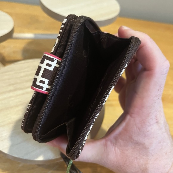 Vera Bradley Mini Zip Wallet Imperial Toile Zip Around Brown White New With Tags - Picture 5 of 5